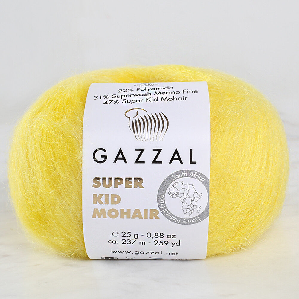 Gazzal Super Kid Mohair Sarı 25 Gr El Örgü İpi - 64431